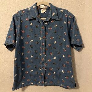 Chicken pint 100%cotton Denim Button-Down Shirt